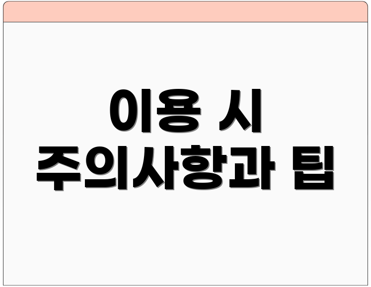 이용 시 주의사항과 팁