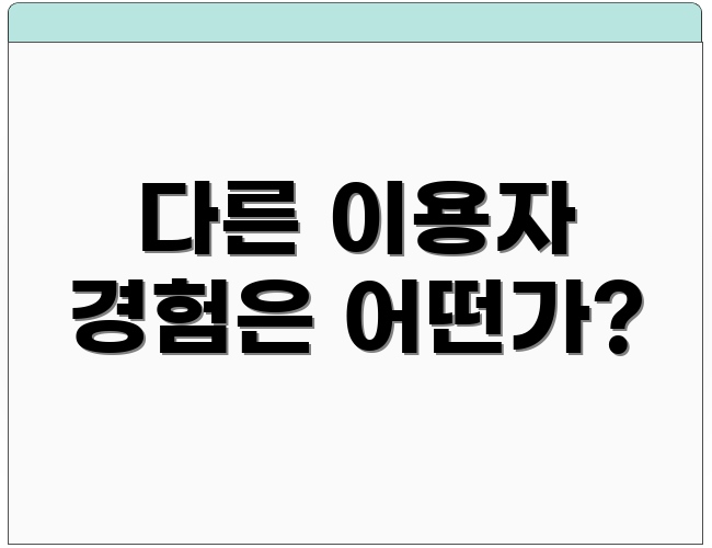 다른 이용자 경험은 어떤가?
