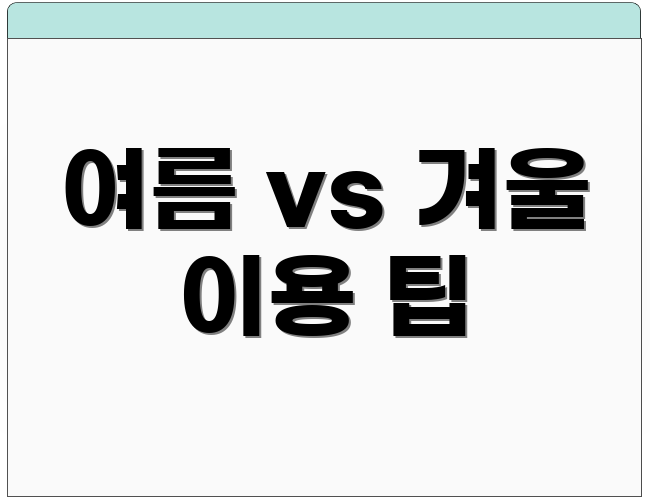여름 vs 겨울 이용 팁