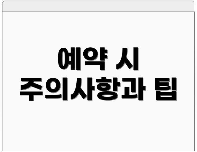 예약 시 주의사항과 팁