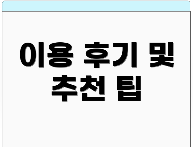 이용 후기 및 추천 팁