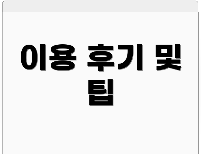 이용 후기 및 팁
