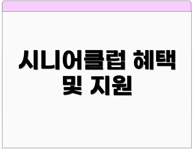시니어클럽 혜택 및 지원