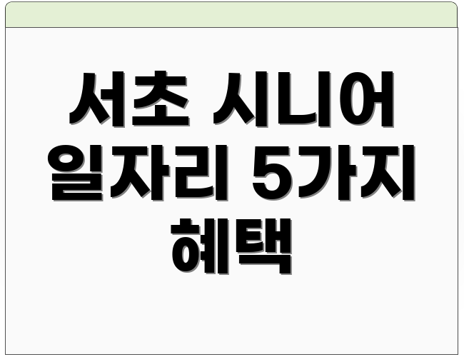 서초 시니어 일자리 5가지 혜택