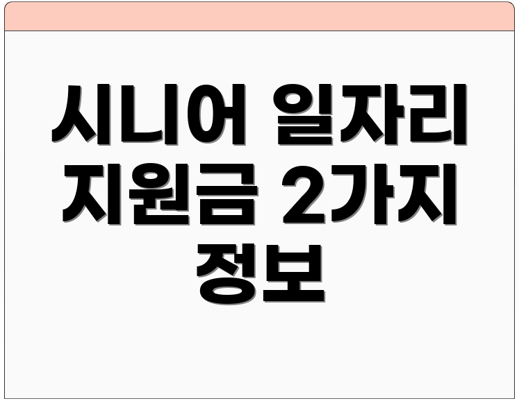 시니어 일자리 지원금 2가지 정보