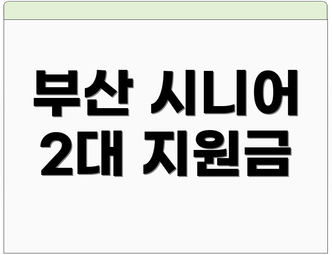 부산 시니어 2대 지원금