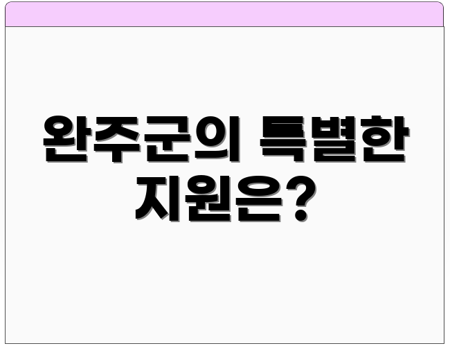 완주군의 특별한 지원은?