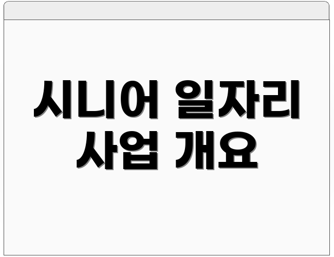 시니어 일자리 사업 개요