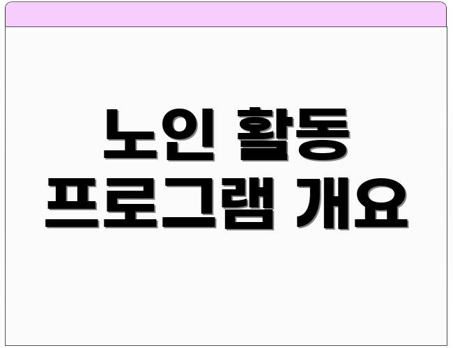 노인 활동 프로그램 개요