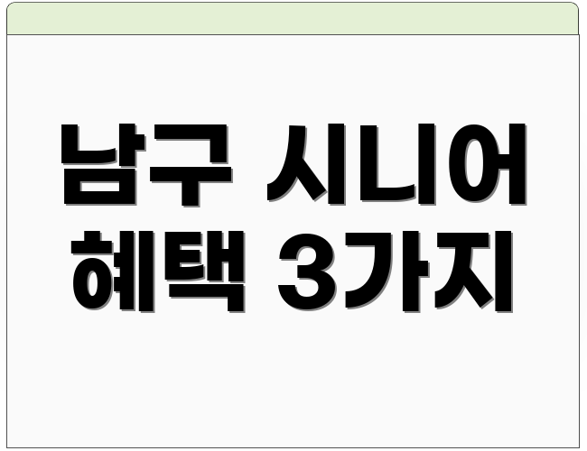 남구 시니어 혜택 3가지