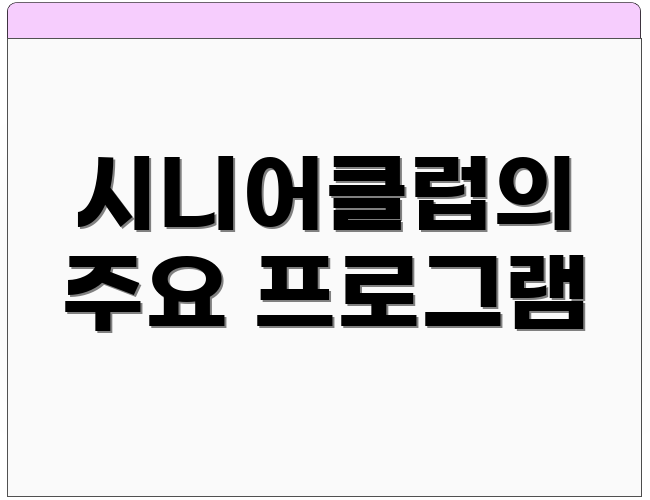 시니어클럽의 주요 프로그램