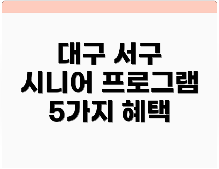 대구 서구 시니어 프로그램 5가지 혜택