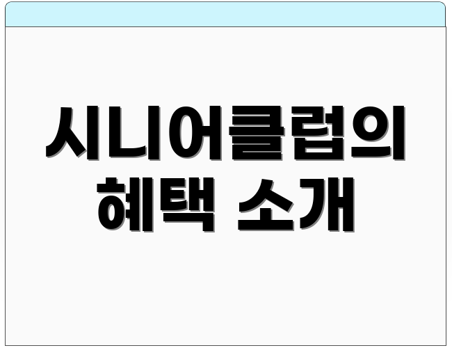 시니어클럽의 혜택 소개