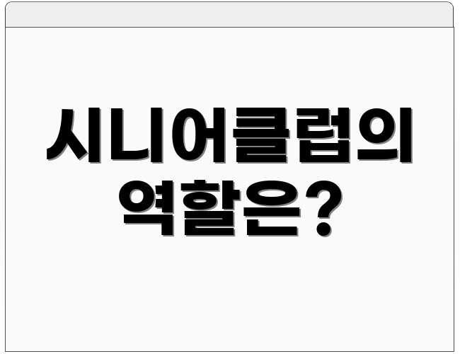 시니어클럽의 역할은?