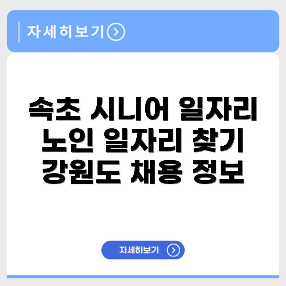 강원도 속초 시니어클럽 노인 시니어 일자리 사업 채용정보 홈페이지