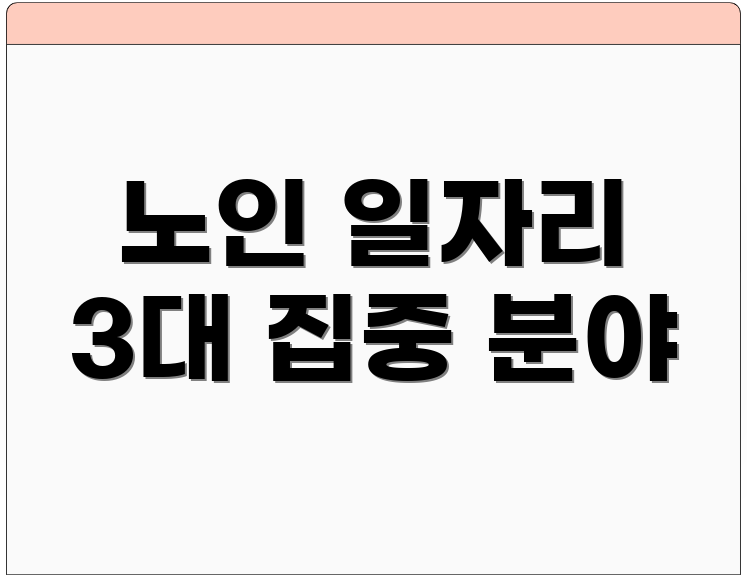 노인 일자리 3대 집중 분야