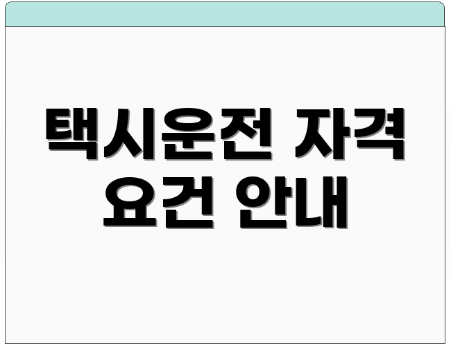 택시운전 자격 요건 안내