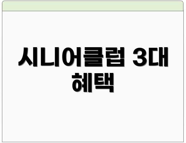 시니어클럽 3대 혜택