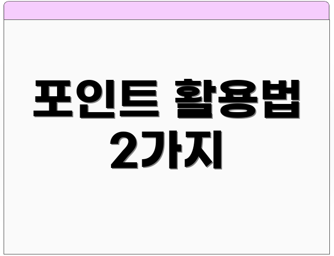포인트 활용법 2가지