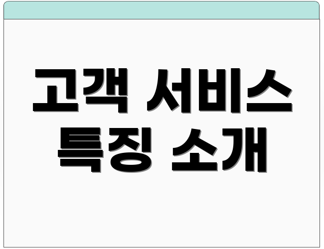 고객 서비스 특징 소개
