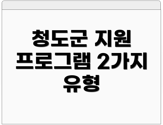 청도군 지원 프로그램 2가지 유형