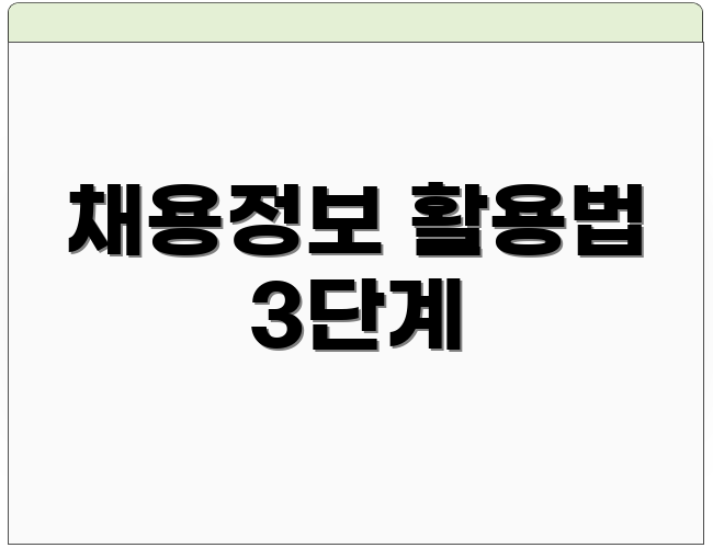 채용정보 활용법 3단계