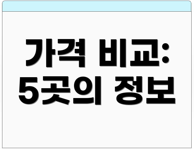 가격 비교: 5곳의 정보