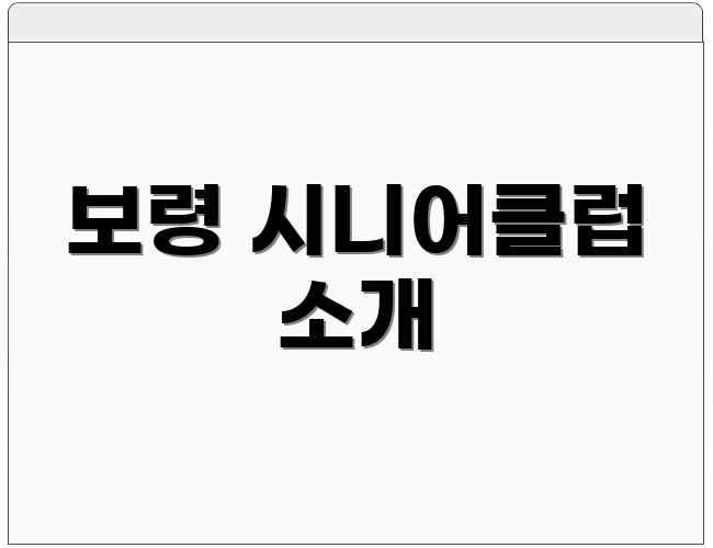 보령 시니어클럽 소개