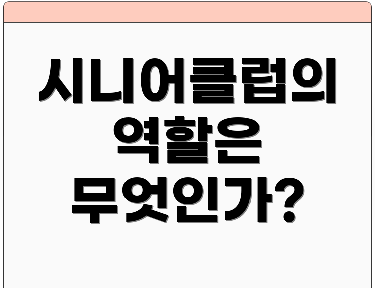 시니어클럽의 역할은 무엇인가?