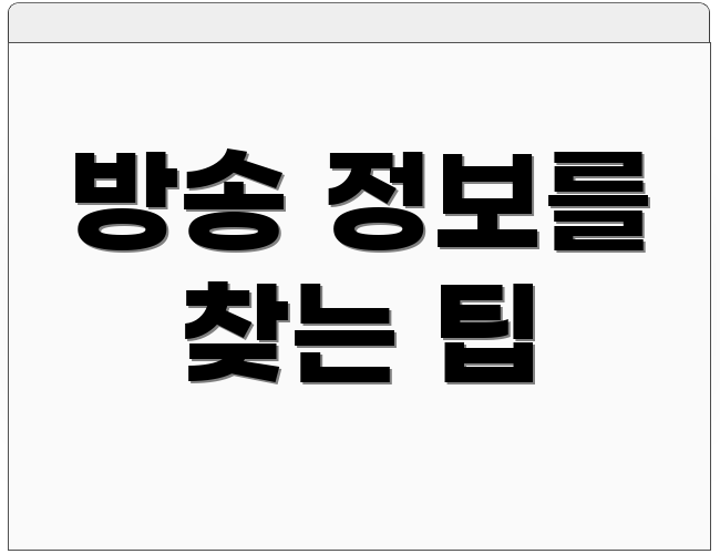 방송 정보를 찾는 팁