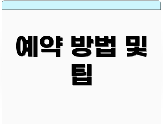 예약 방법 및 팁