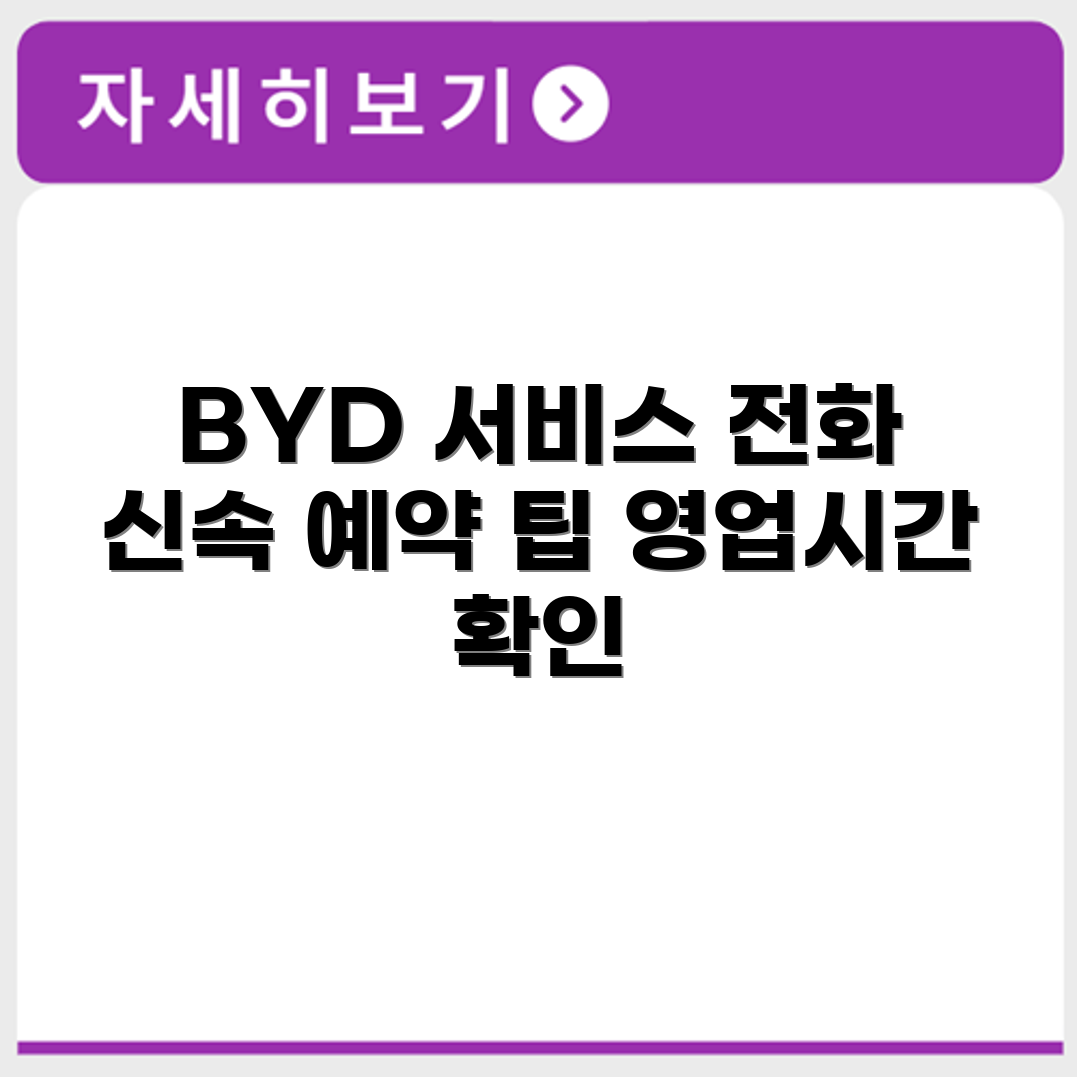 BYD 비야디 서비스센터 전화번호 예약 영업시간 위치 안내