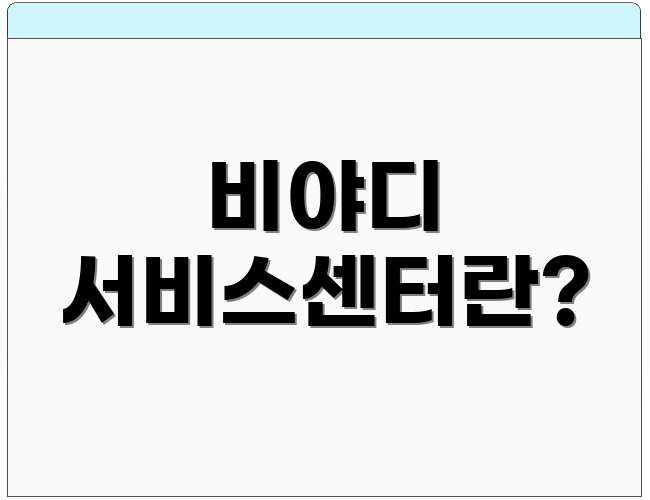 비야디 서비스센터란?