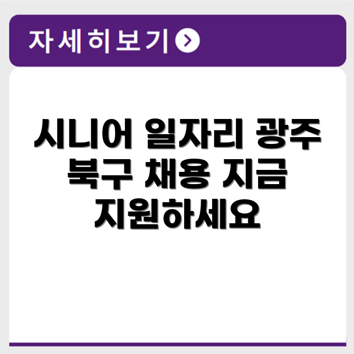 광주 북구 시니어클럽 노인 시니어 일자리 사업 채용정보 홈페이지