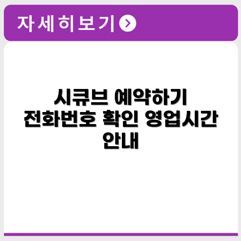 시큐브 서비스센터 전화번호 예약 영업시간 위치 안내