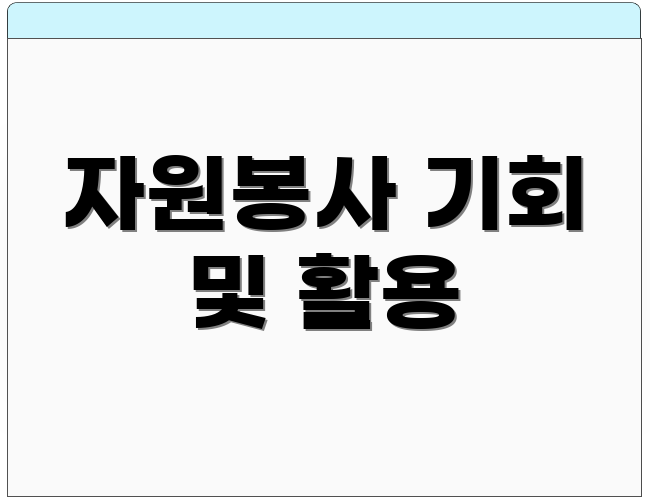 자원봉사 기회 및 활용