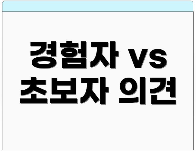 경험자 vs 초보자 의견