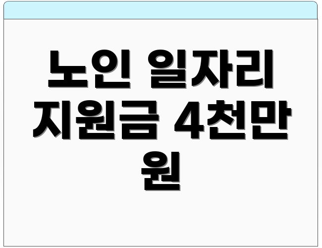 노인 일자리 지원금 4천만 원
