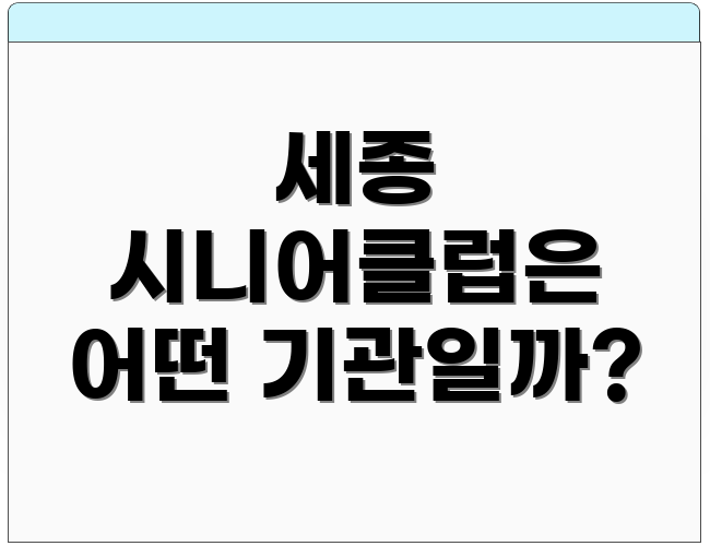 세종 시니어클럽은 어떤 기관일까?