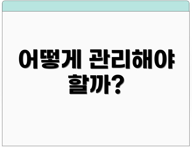 어떻게 관리해야 할까?