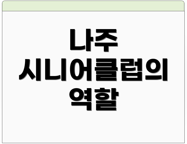나주 시니어클럽의 역할
