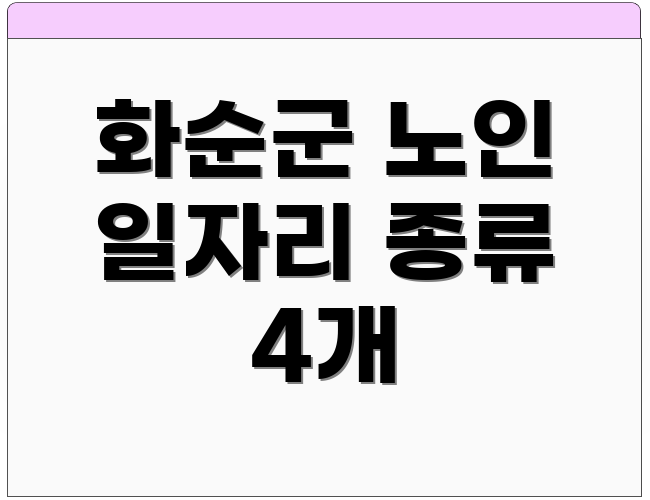 화순군 노인 일자리 종류 4개
