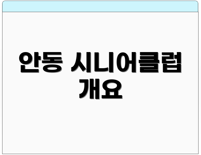 안동 시니어클럽 개요