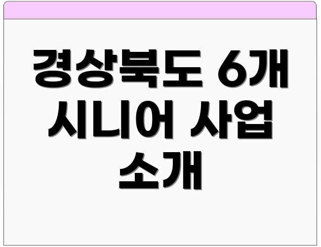 경상북도 6개 시니어 사업 소개