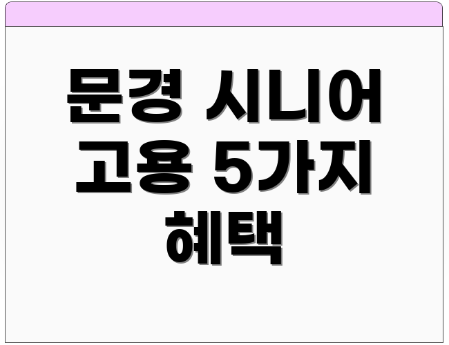 문경 시니어 고용 5가지 혜택
