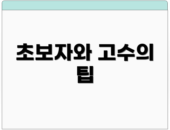 초보자와 고수의 팁