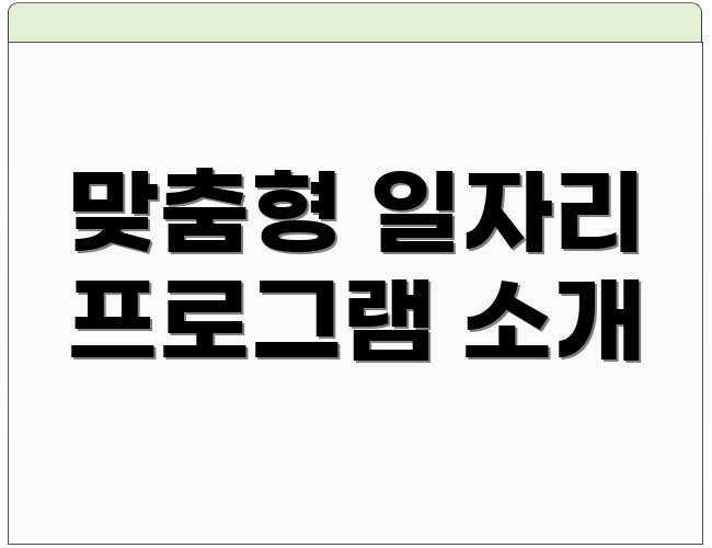 맞춤형 일자리 프로그램 소개