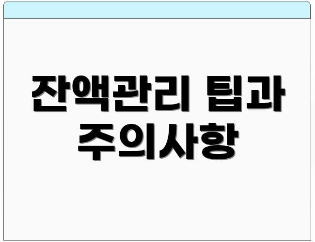 잔액관리 팁과 주의사항