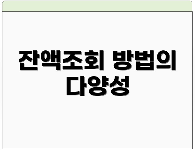 잔액조회 방법의 다양성