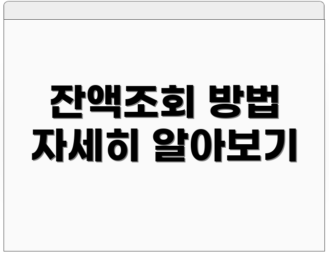 잔액조회 방법 자세히 알아보기